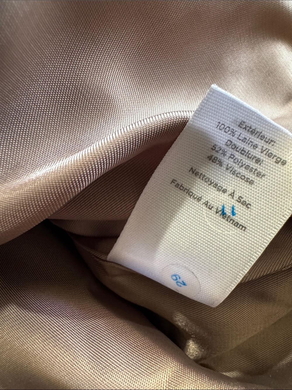 Talbots Italian Fabric Virgin Wool Blend Long Coat Taupe Brown Size 20 Classic - Picture 9 of 13